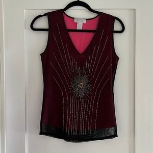 Vintage Beaded Mesh Tank